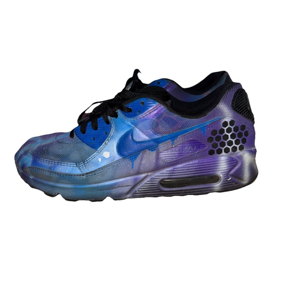 Air Max 90 Galaxy Verse Customized Sneaker Blue Galaxy Painted Drippy 12.5 Mens